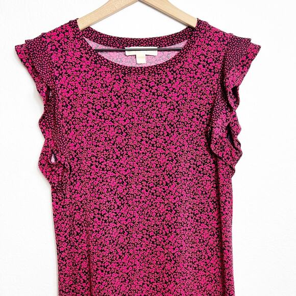 Michael Michael Kors Floral Red Pink Black Women Dress Size Medium - Picture 4 of 10